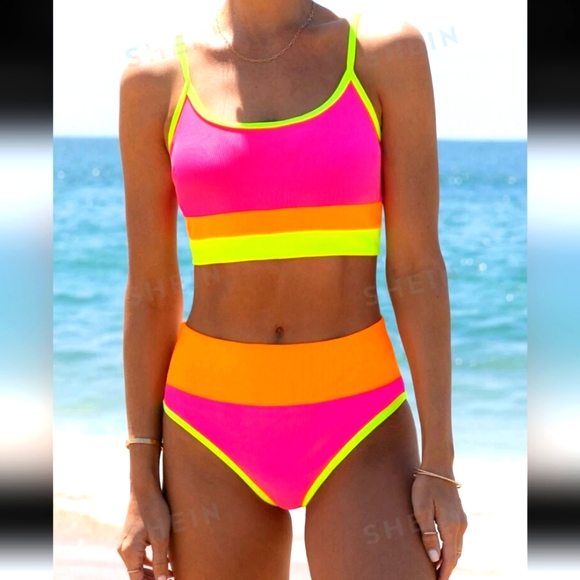 NWT XL Popvil High Waisted Bikini Set - Picture 1 of 8